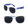 White Frame Adult Classic Sunglasses w/ Blue Arms